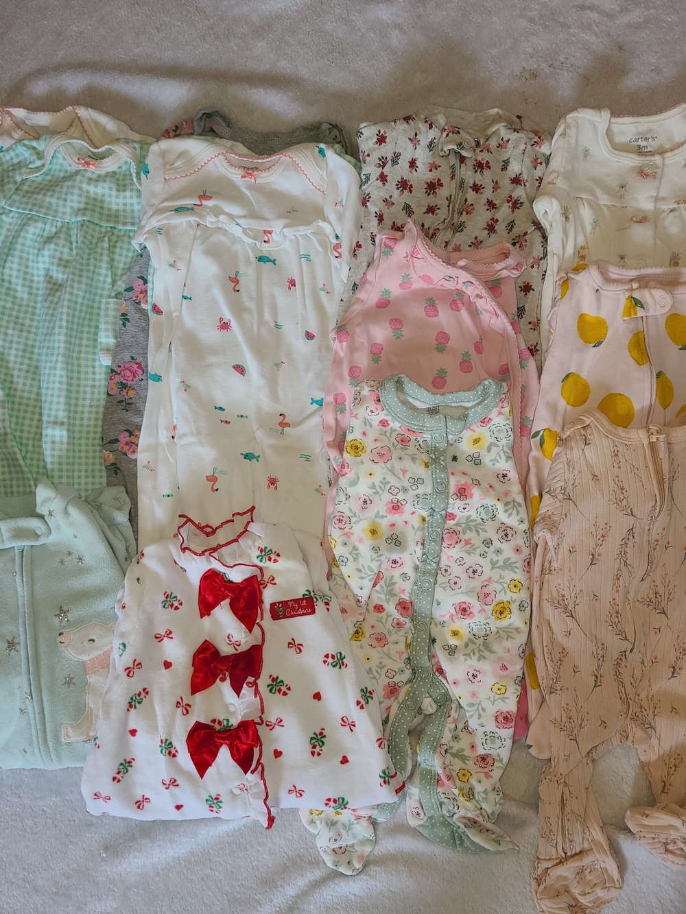 12pc Baby Girl Pajamas- 3 Months